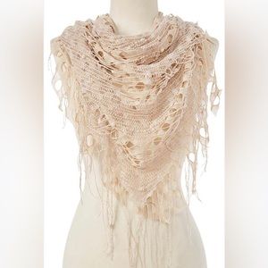 VINTAGE BOHO SHEER CUTOUT TRIANGULAR FRINGE Sparkle SCARF
